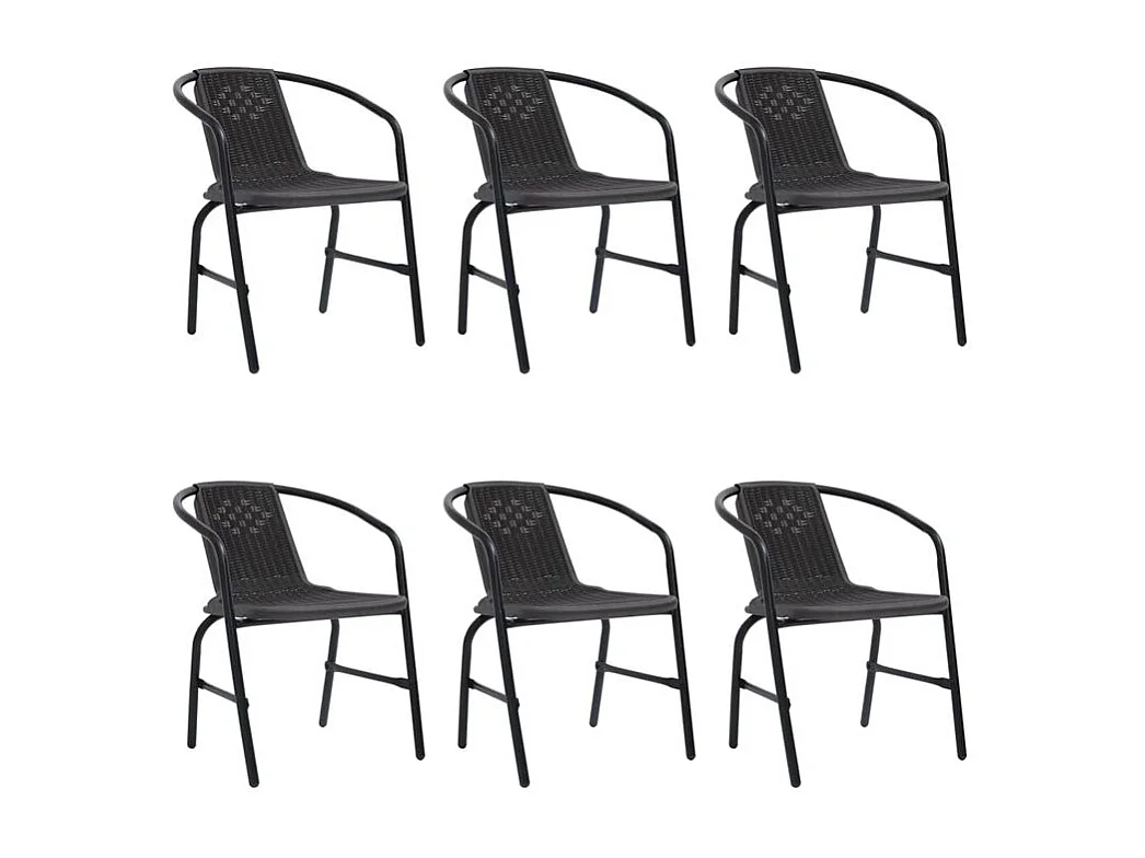 Chaises de jardin lot de 6 Rotin plastique et acier 110 kg