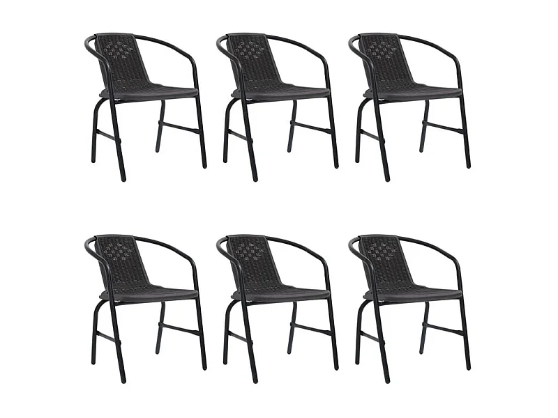 Chaises de jardin lot de 6 Rotin plastique et acier 110 kg
