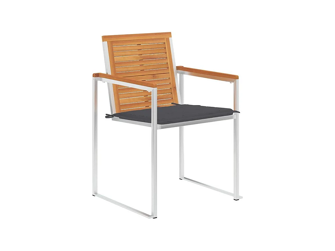 Chaises de jardin avec coussins lot de 2 Acacia solide et acier