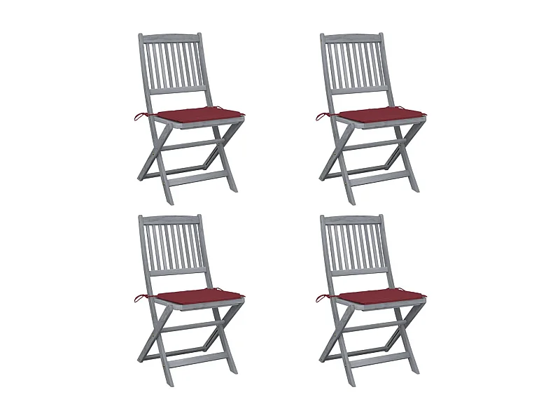 Chaises pliables d'extérieur 4 pcs avec coussins Bois d'acacia 38