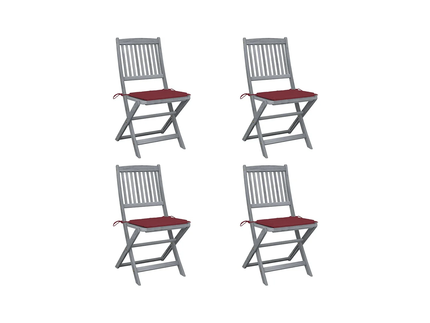 Chaises pliables d'extérieur 4 pcs avec coussins Bois d'acacia 38