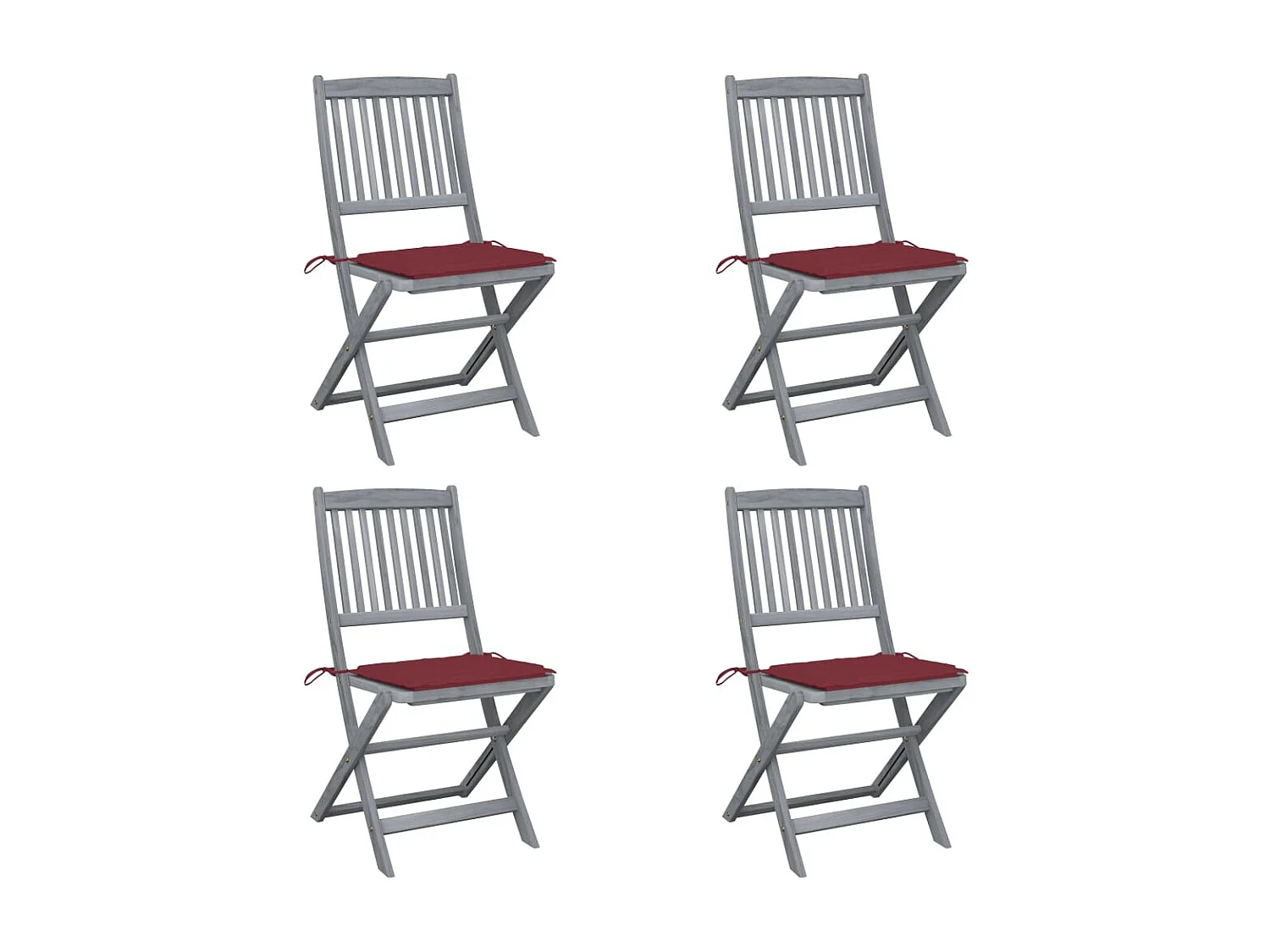 Chaises pliables d'extérieur 4 pcs avec coussins Bois d'acacia 38