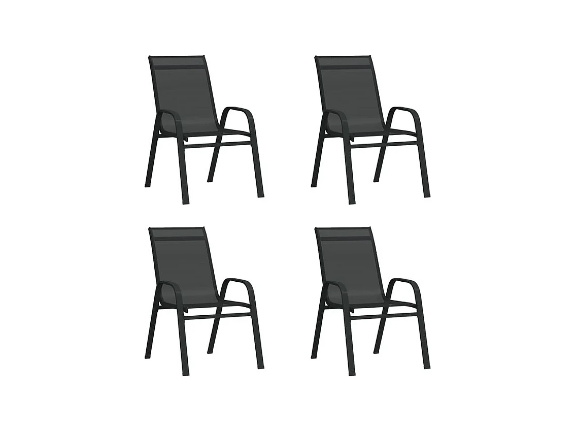 Chaises empilables de jardin lot de 4 Noir Tissu textilène