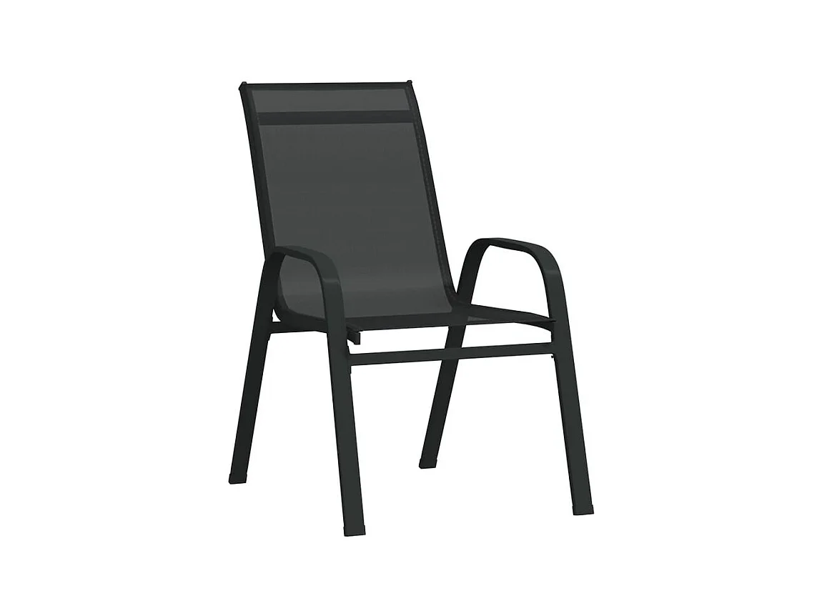 Chaises empilables de jardin lot de 4 Noir Tissu textilène