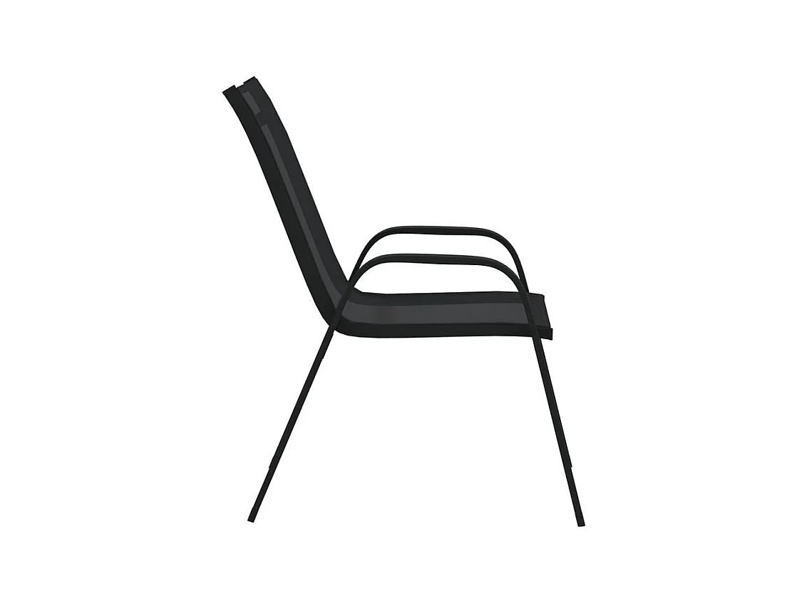 Chaises empilables de jardin lot de 4 Noir Tissu textilène