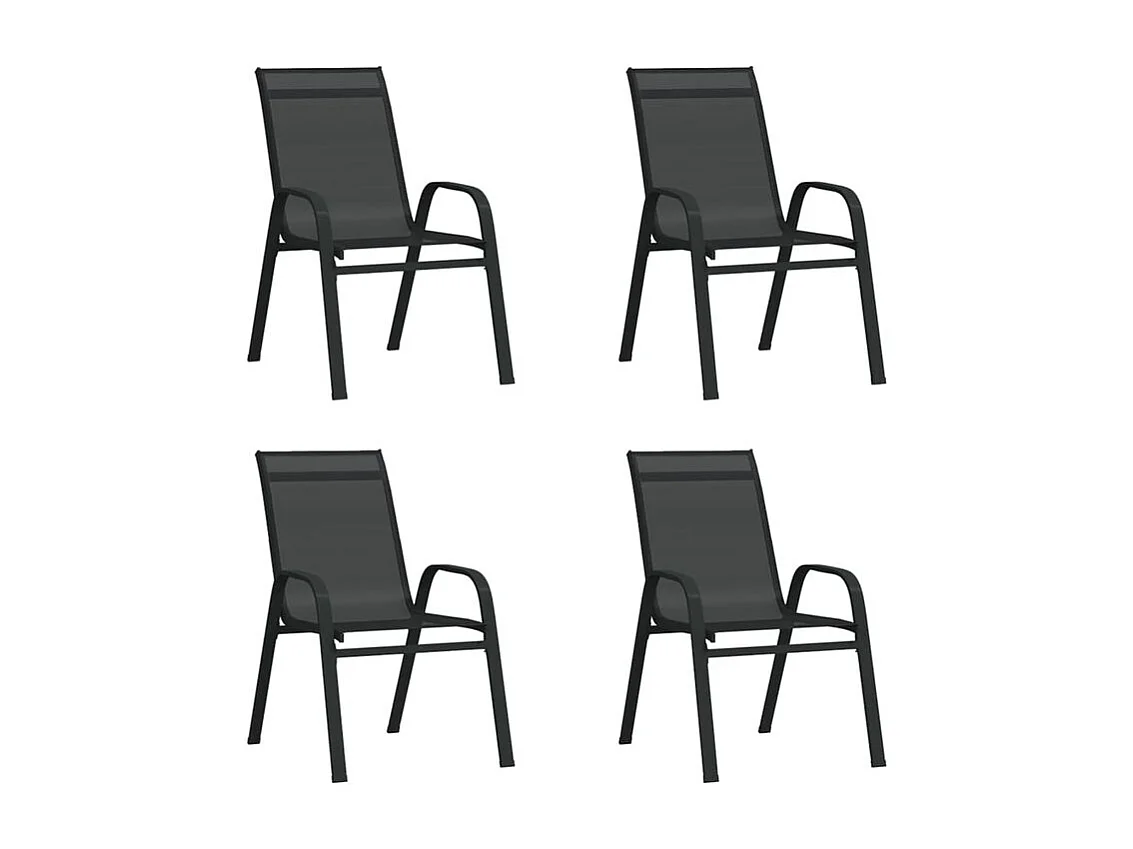 Chaises empilables de jardin lot de 4 Noir Tissu textilène