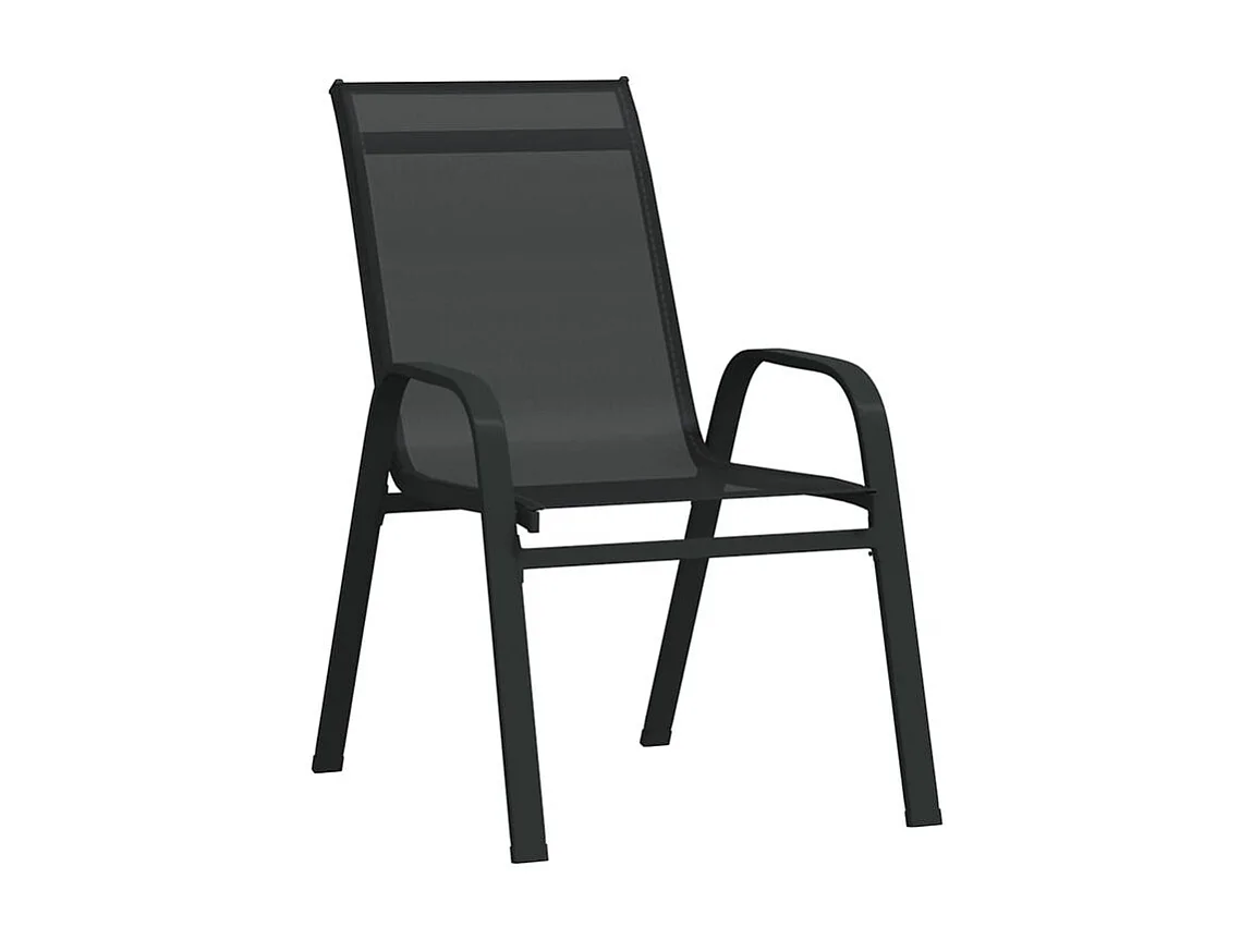 Chaises empilables de jardin lot de 4 Noir Tissu textilène