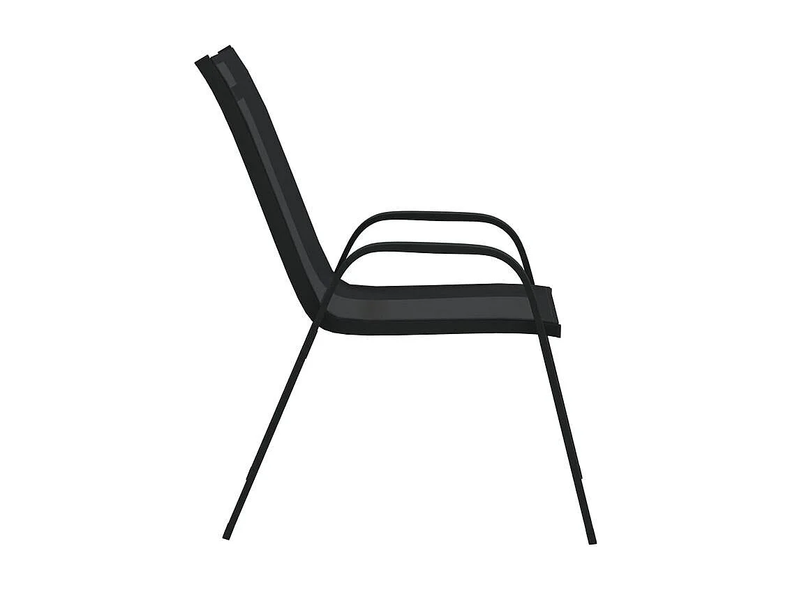 Chaises empilables de jardin lot de 4 Noir Tissu textilène