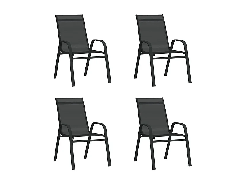 Chaises empilables de jardin lot de 4 Noir Tissu textilène