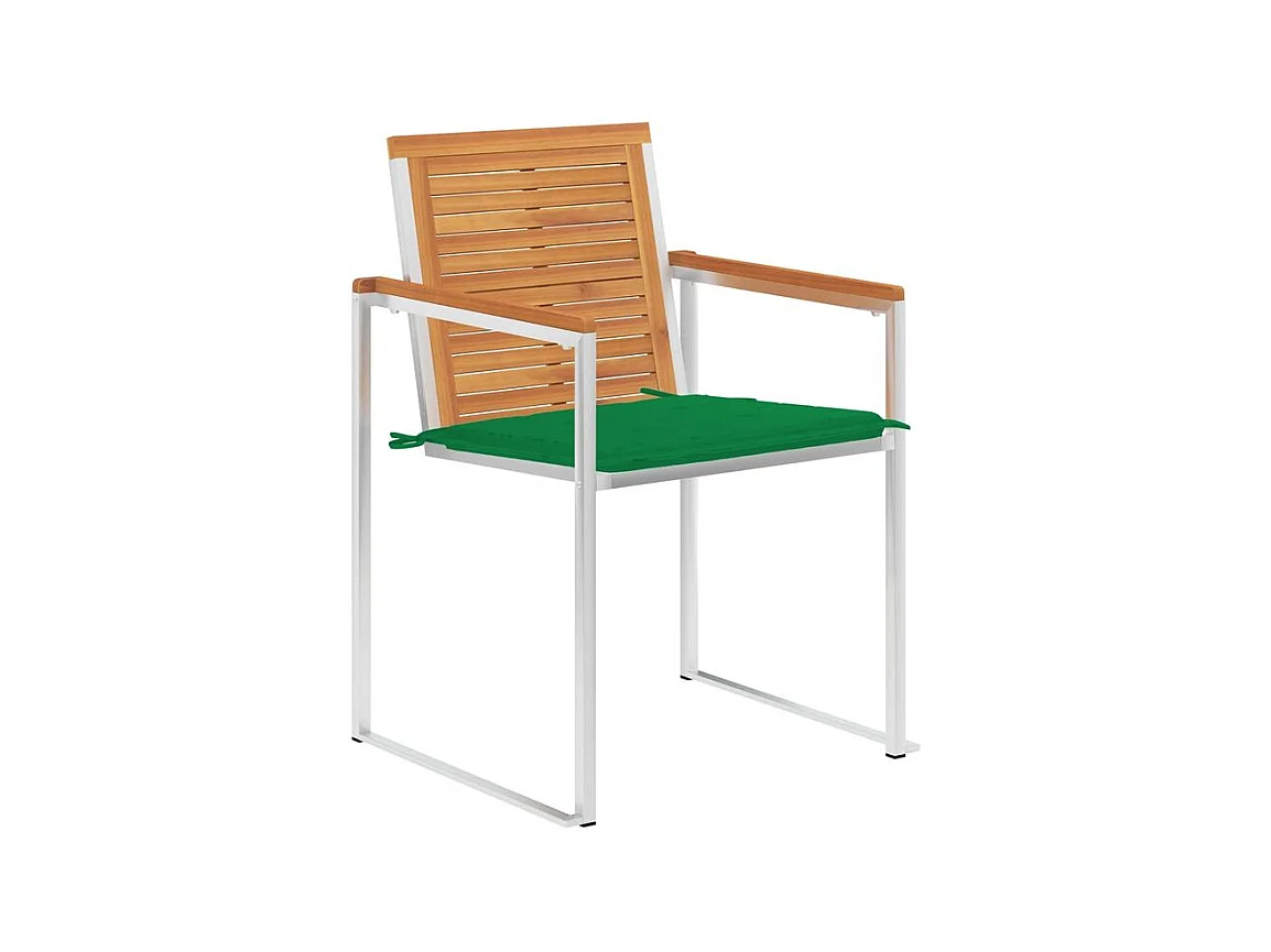 Chaises de jardin avec coussins lot de 2 Acacia solide et acier