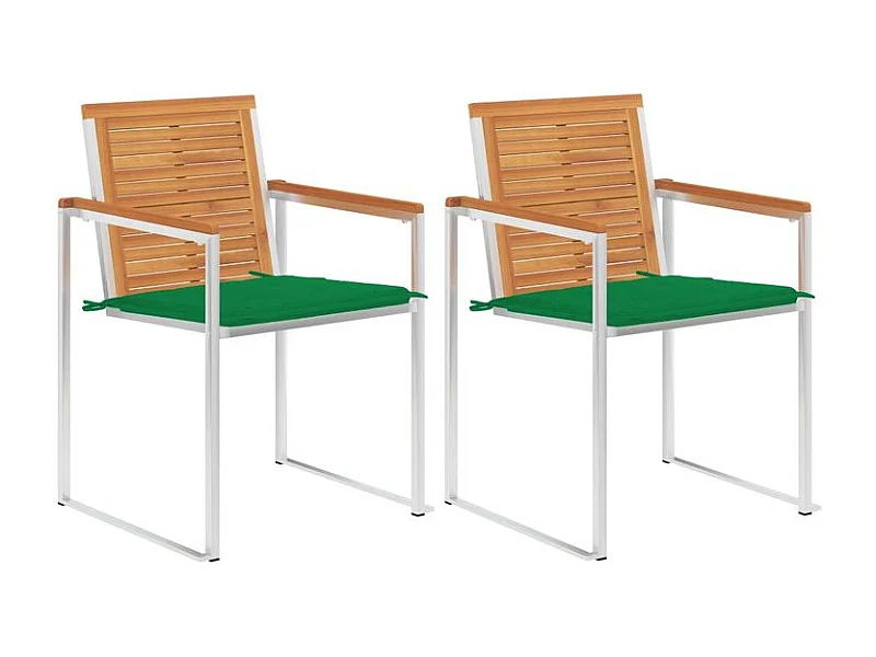 Chaises de jardin avec coussins lot de 2 Acacia solide et acier