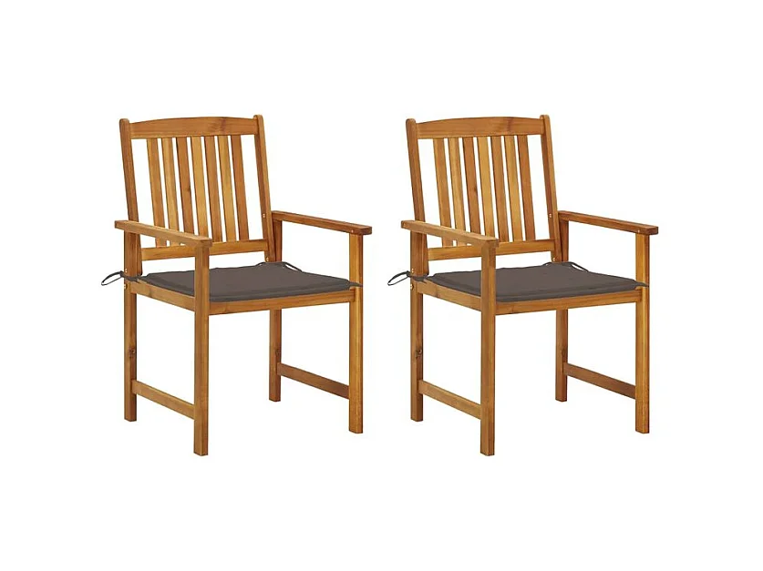 Chaises de jardin avec coussins 2 pcs Bois d'acacia massif