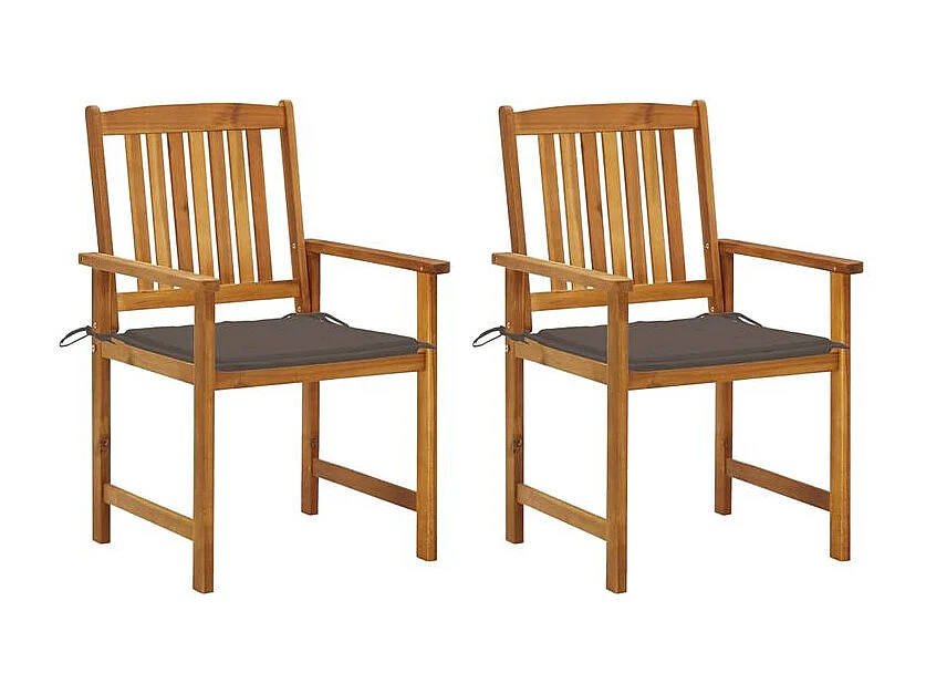 Chaises de jardin avec coussins 2 pcs Bois d'acacia massif