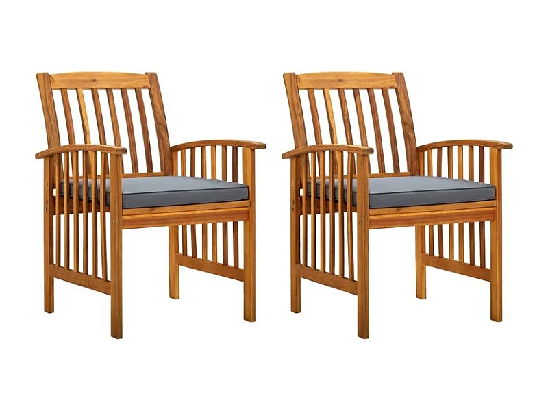 Chaises à dîner de jardin 2pcs et coussins Bois d'acacia massif