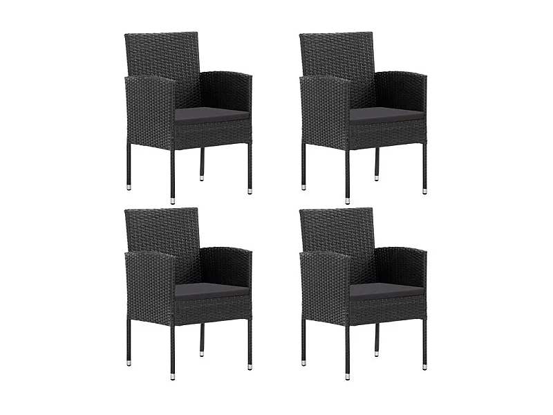 Chaises de jardin coussins noir lot de 4 noir résine tressée