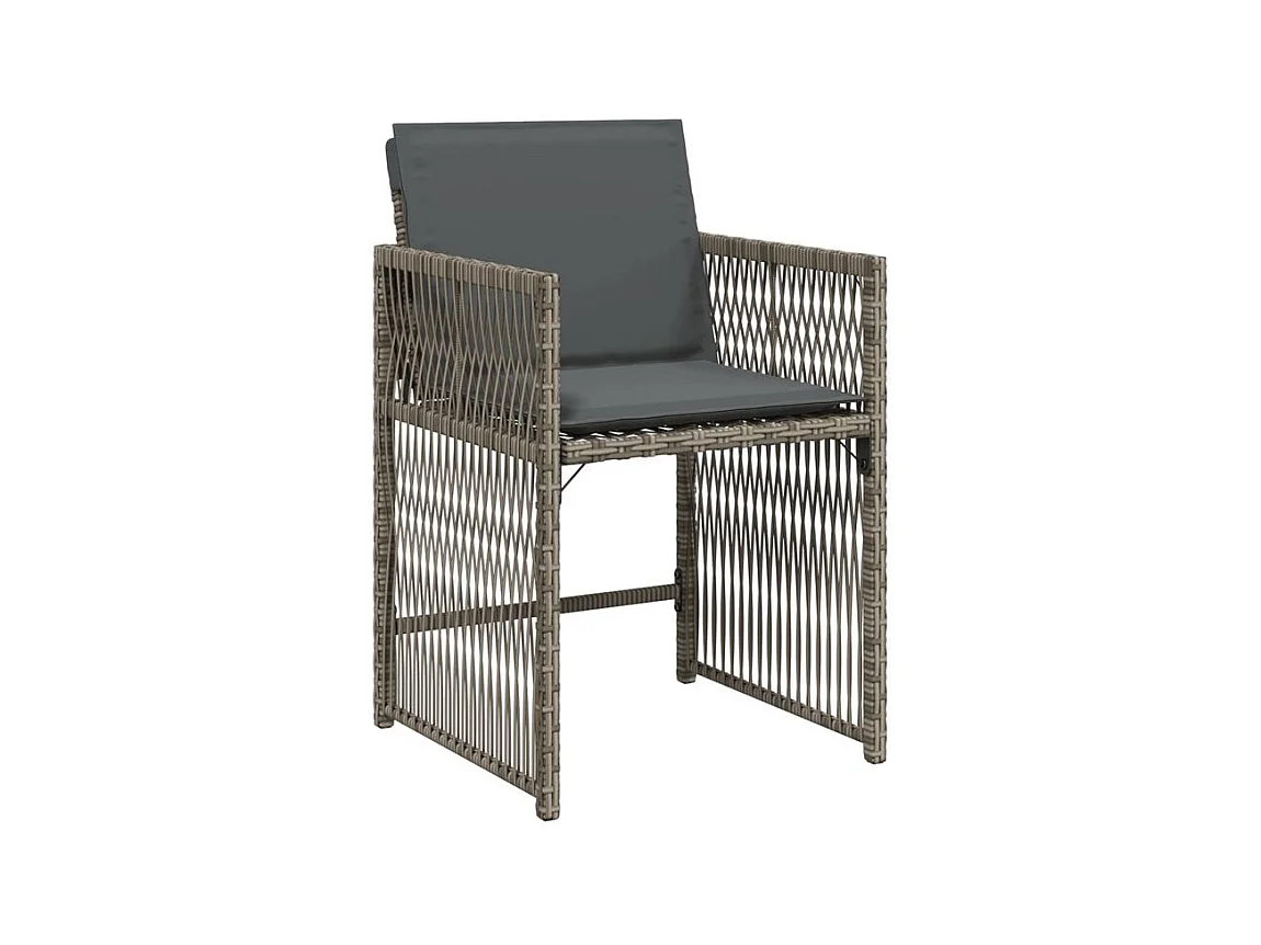 Chaises de jardin avec coussins lot de 4 gris résine tressée