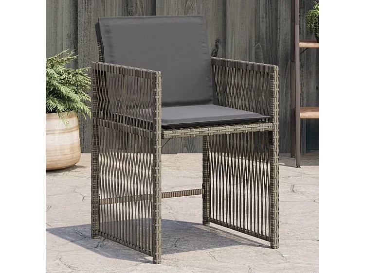 Chaises de jardin avec coussins lot de 4 gris résine tressée