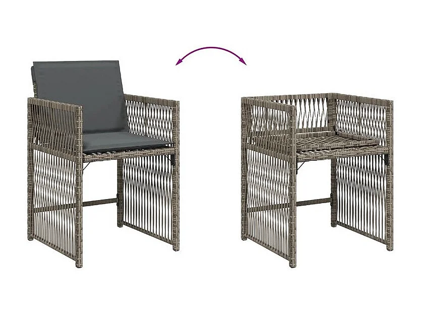 Chaises de jardin avec coussins lot de 4 gris résine tressée