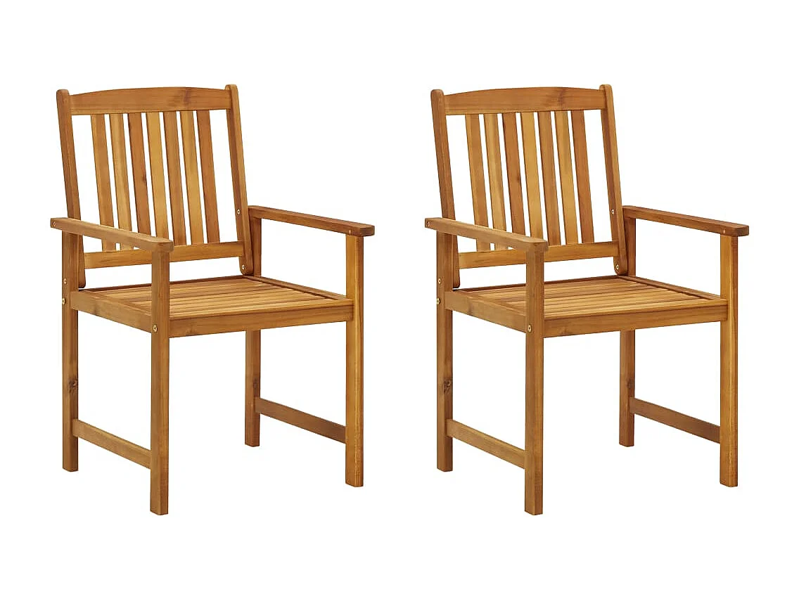 Chaises de jardin avec coussins 2 pcs Bois d'acacia massif