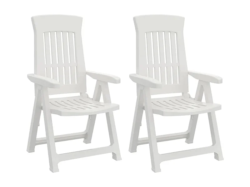 Chaises inclinables de jardin 2 pcs blanc PP