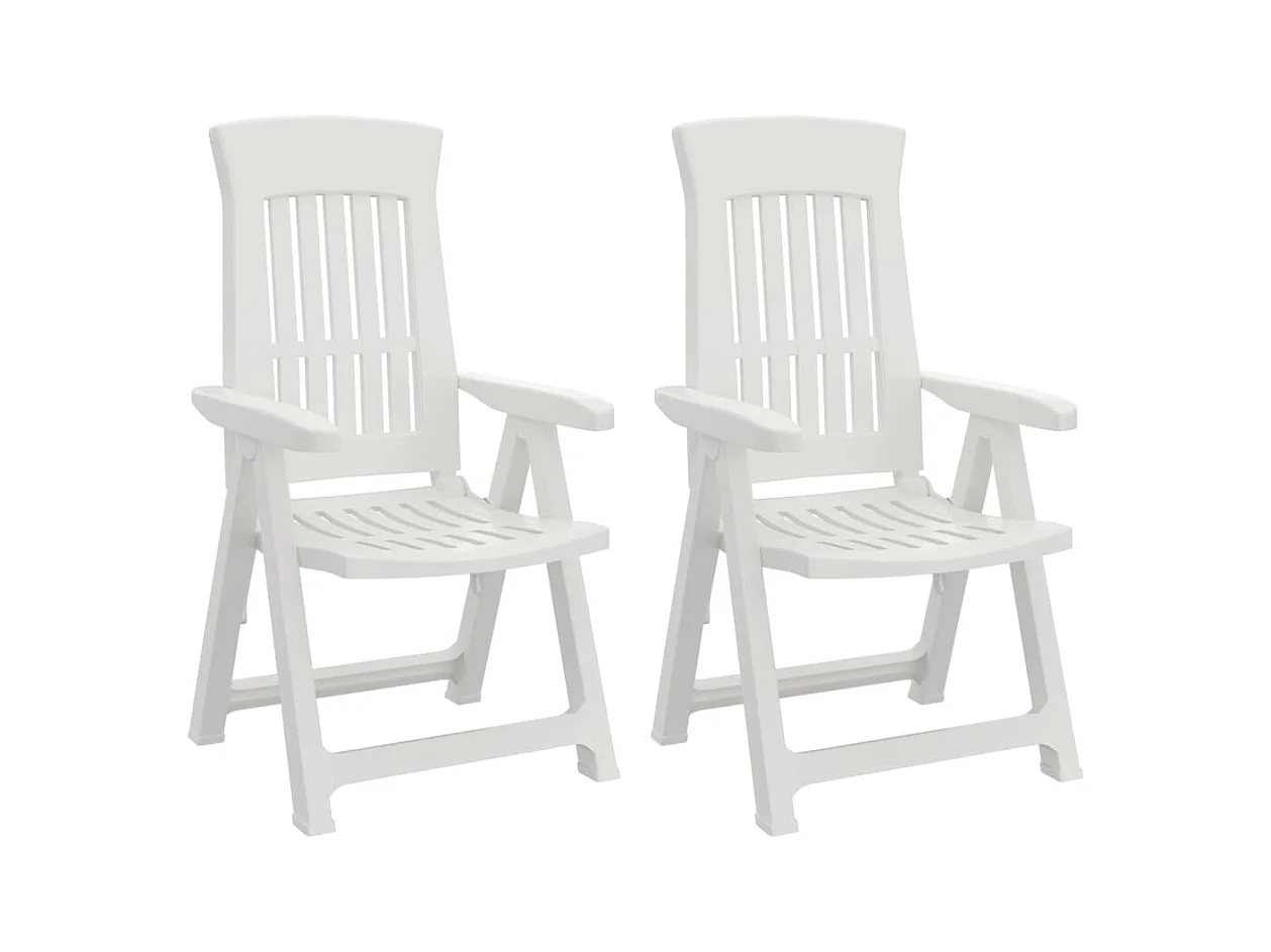 Chaises inclinables de jardin 2 pcs blanc PP