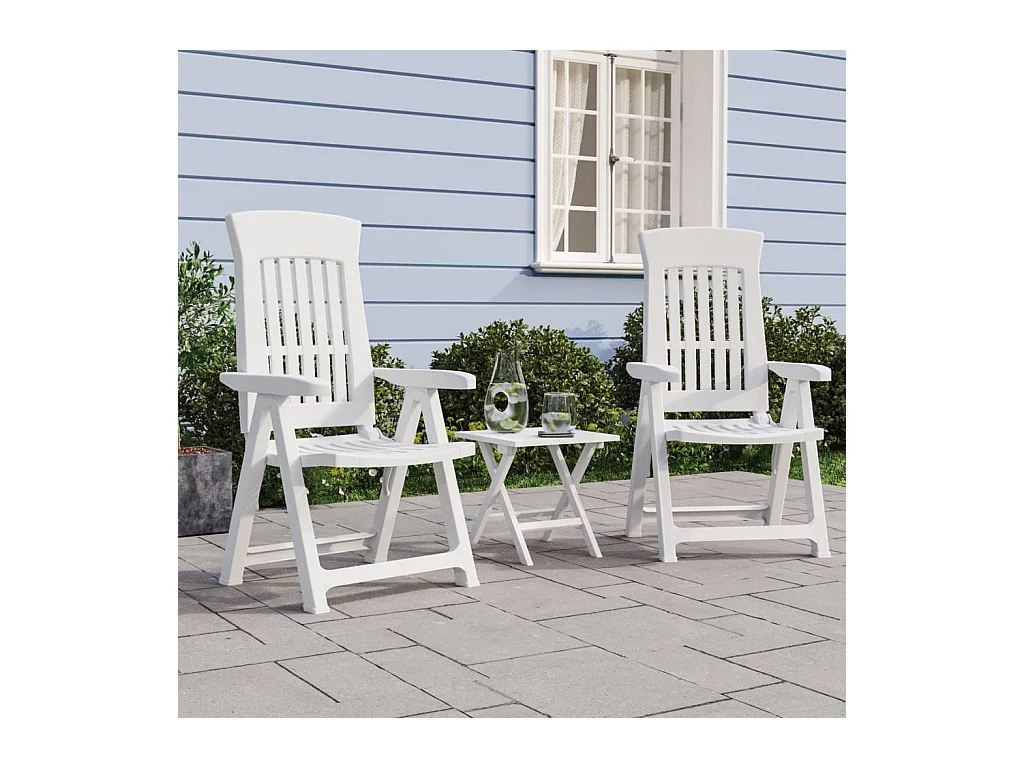 Chaises inclinables de jardin 2 pcs blanc PP