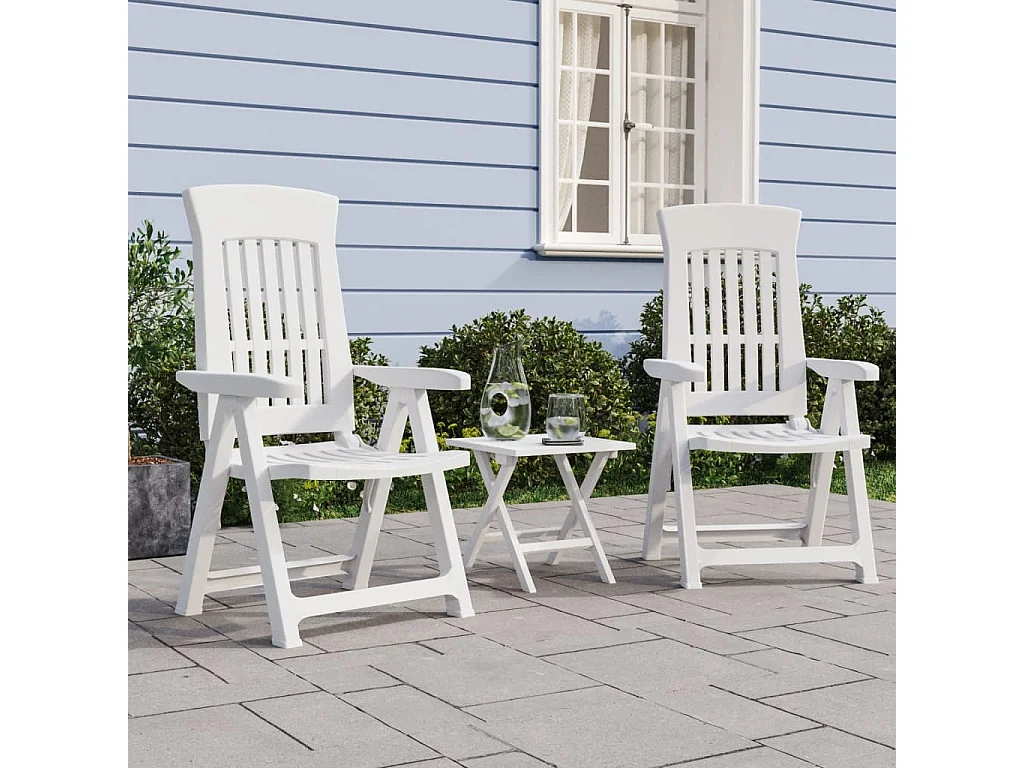 Chaises inclinables de jardin 2 pcs blanc PP