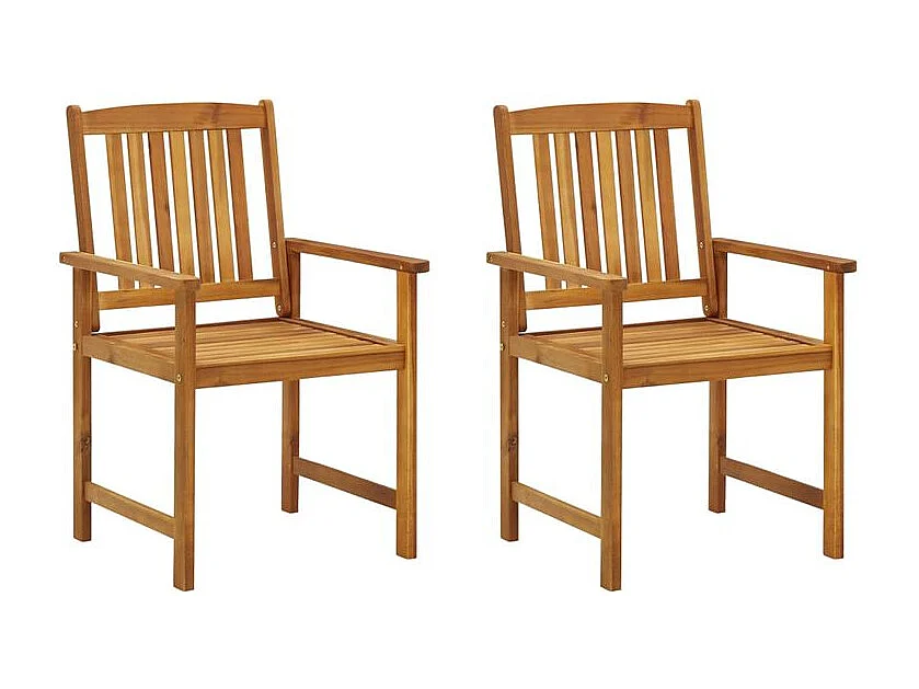 Chaises de jardin avec coussins 2 pcs Bois d'acacia massif