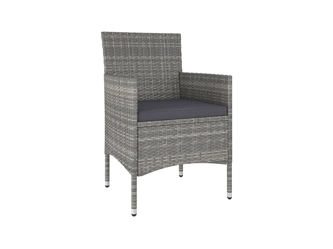 Jeu de chaise et tabouret de jardin 4 pcs Résine tressée Gris