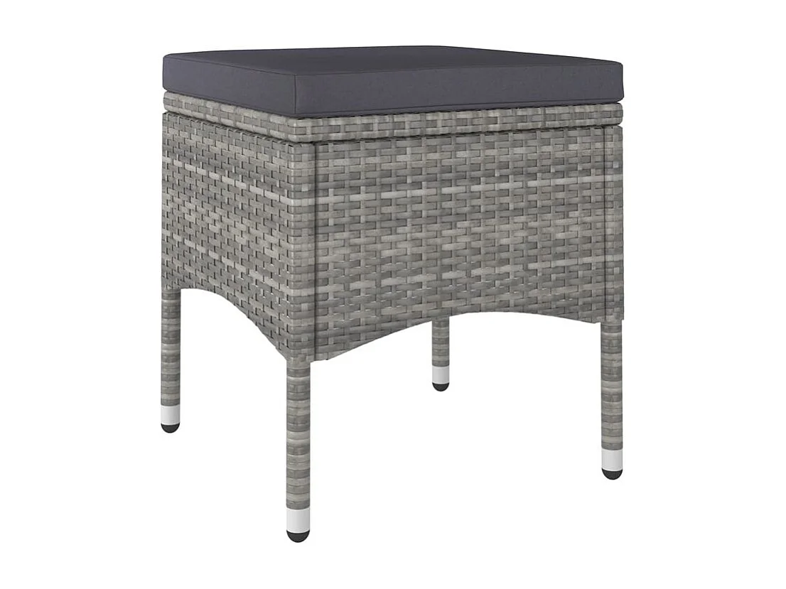 Jeu de chaise et tabouret de jardin 4 pcs Résine tressée Gris