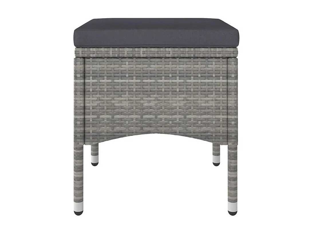 Jeu de chaise et tabouret de jardin 4 pcs Résine tressée Gris