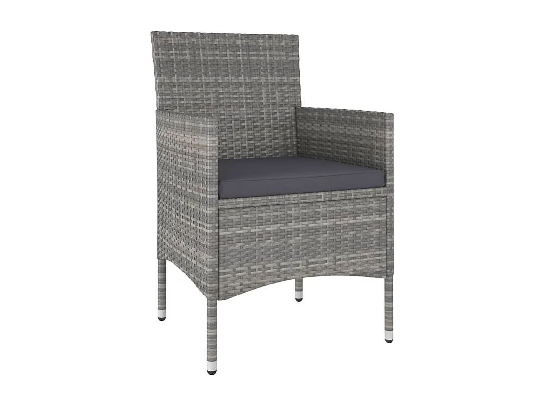 Jeu de chaise et tabouret de jardin 4 pcs Résine tressée Gris