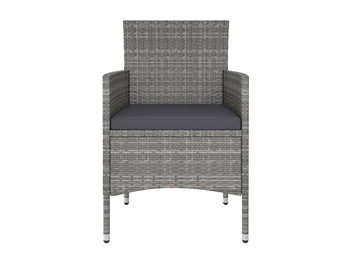 Jeu de chaise et tabouret de jardin 4 pcs Résine tressée Gris