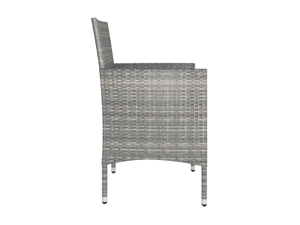 Jeu de chaise et tabouret de jardin 4 pcs Résine tressée Gris