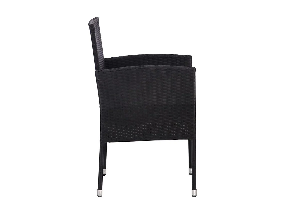 Chaises de jardin coussins blanc crème 2pcs noir résine tressée