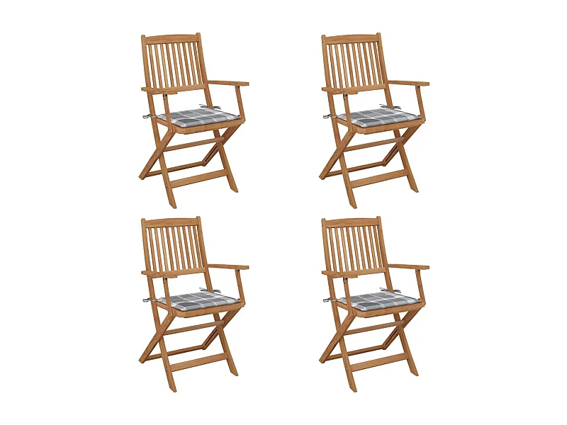 Chaises pliables de jardin 4 pcs avec coussins Bois d'acacia 14