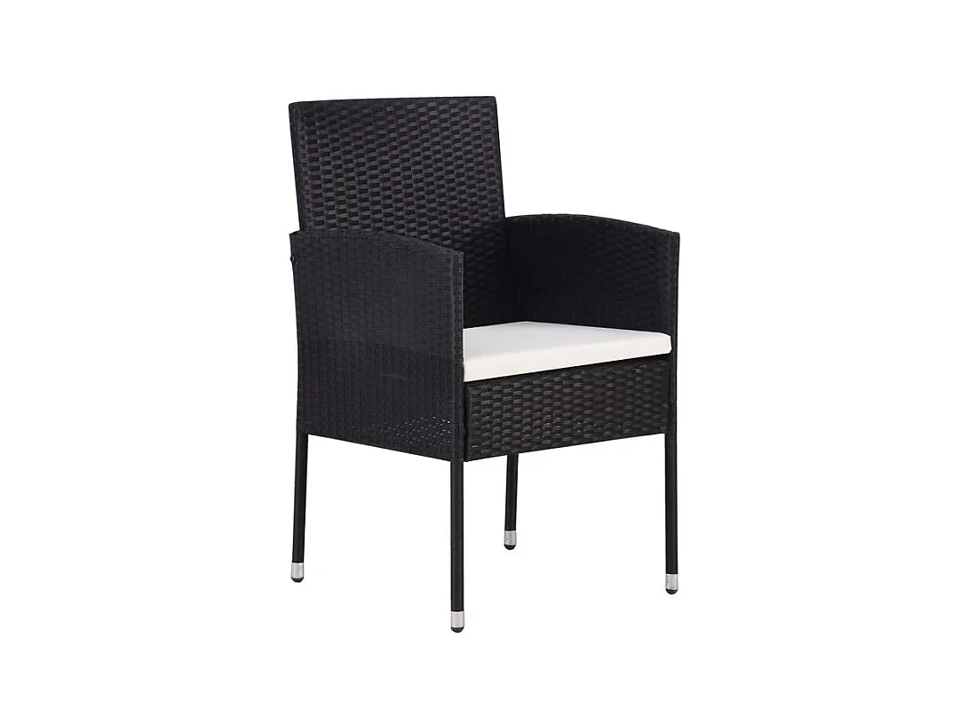 Chaises de jardin coussins blanc crème 4pcs noir résine tressée