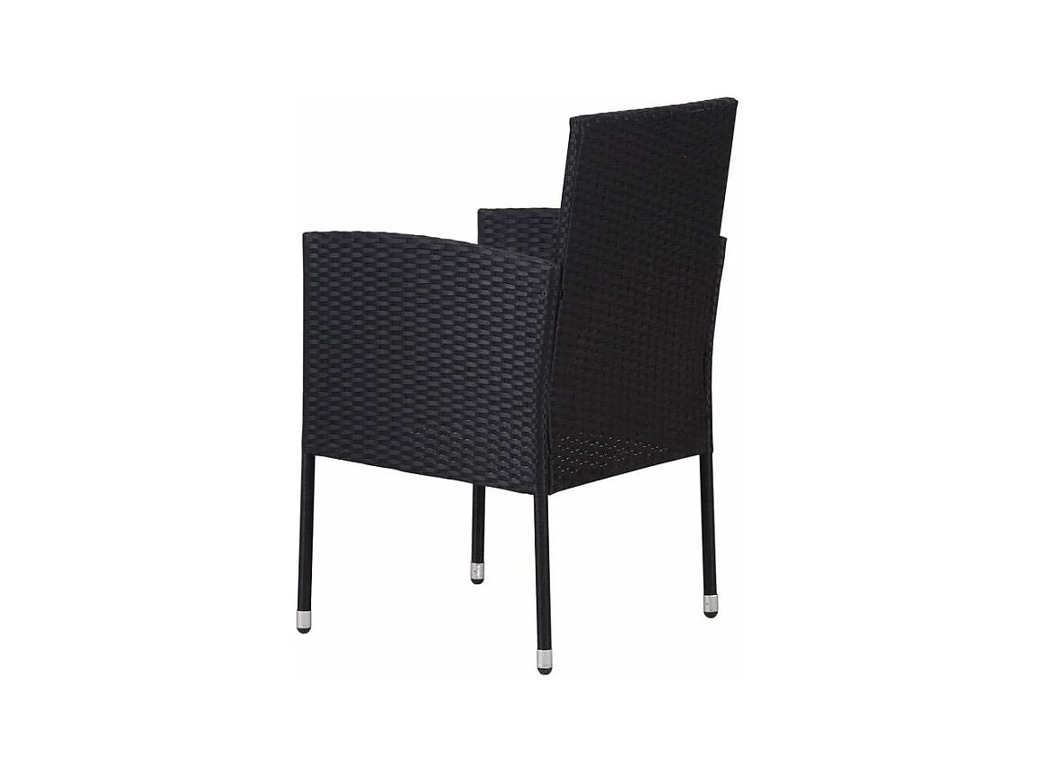 Chaises de jardin coussins blanc crème 4pcs noir résine tressée