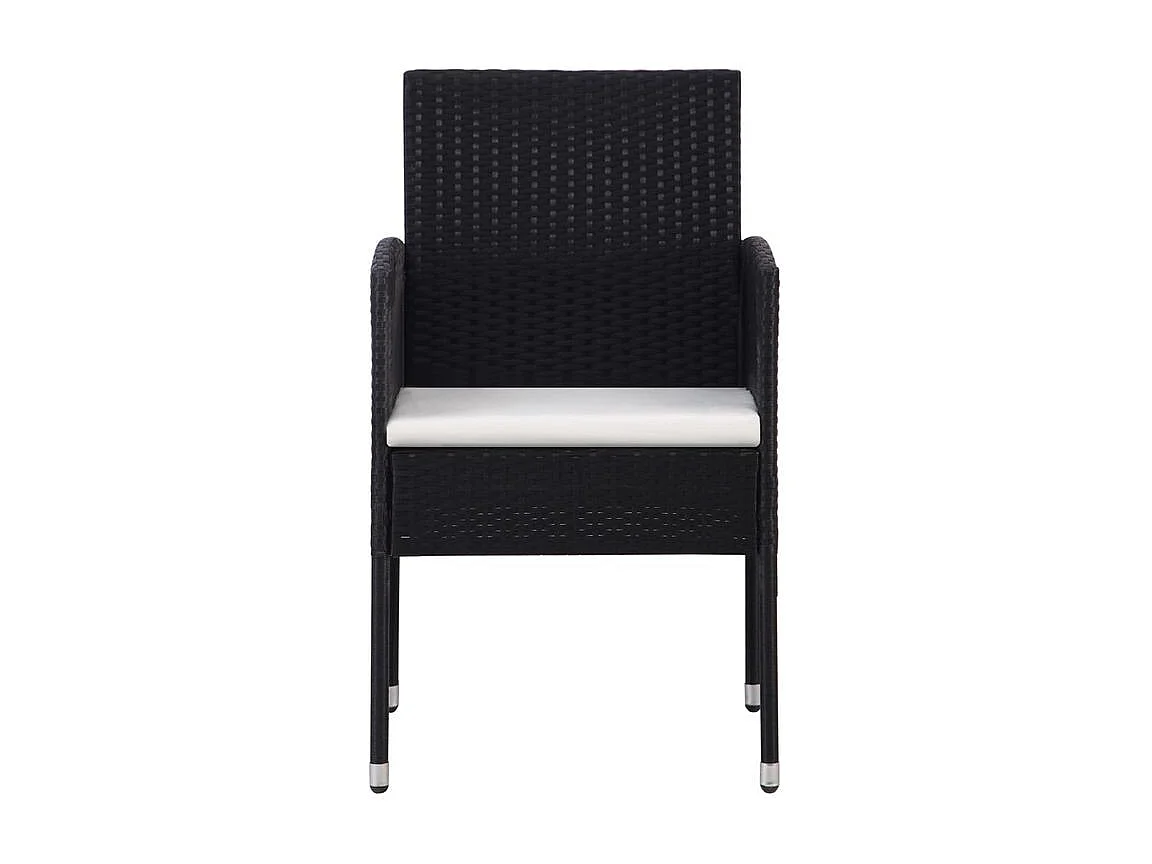 Chaises de jardin coussins blanc crème 4pcs noir résine tressée