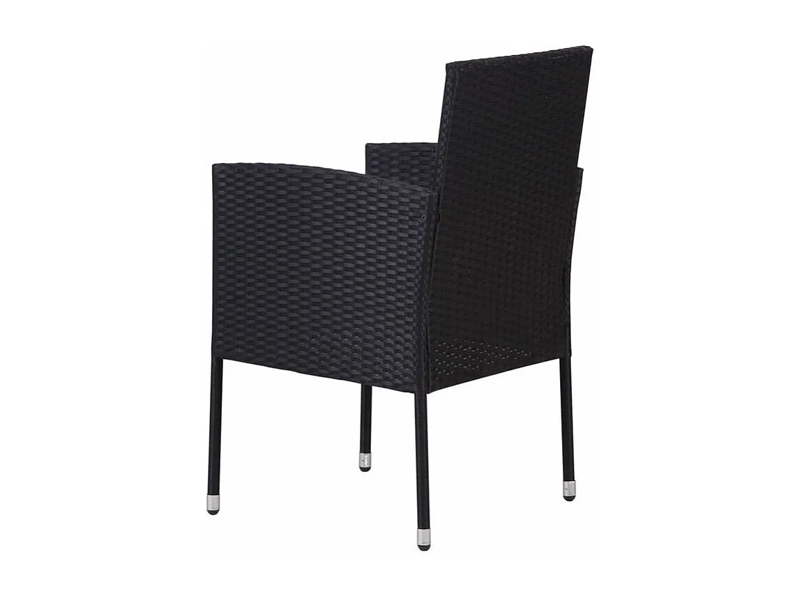 Chaises de jardin coussins blanc crème 4pcs noir résine tressée