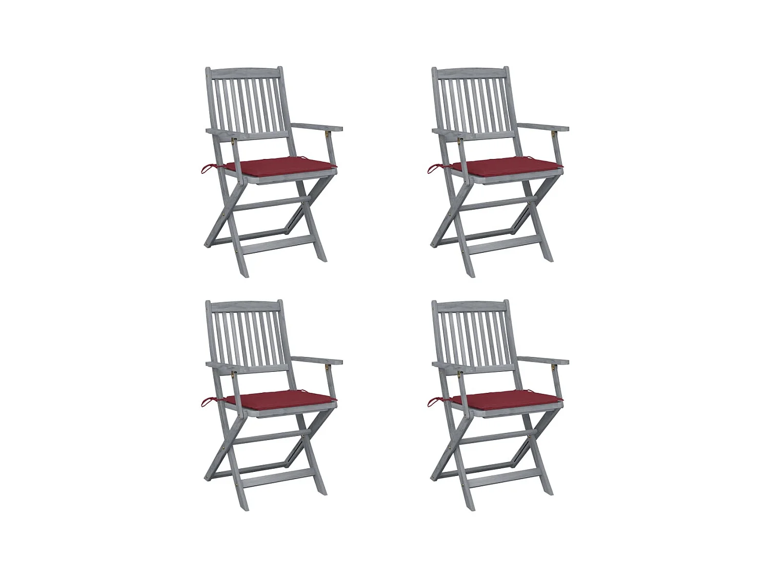 Chaises pliables d'extérieur 4 pcs avec coussins Bois d'acacia 6