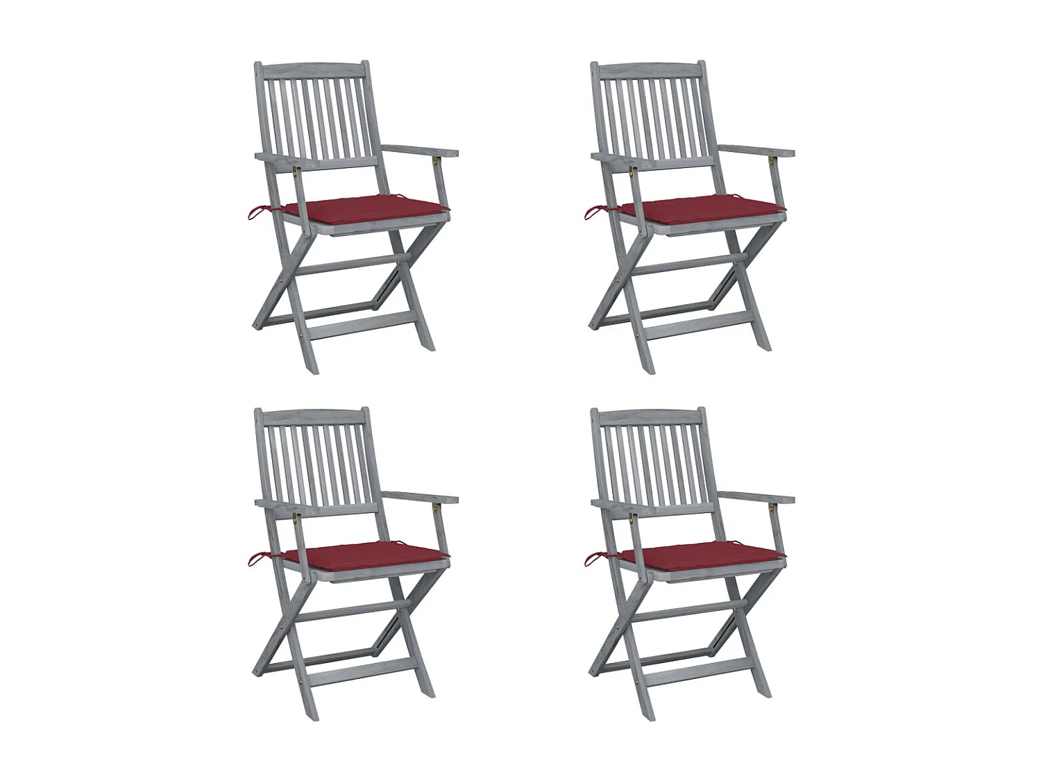 Chaises pliables d'extérieur 4 pcs avec coussins Bois d'acacia 6