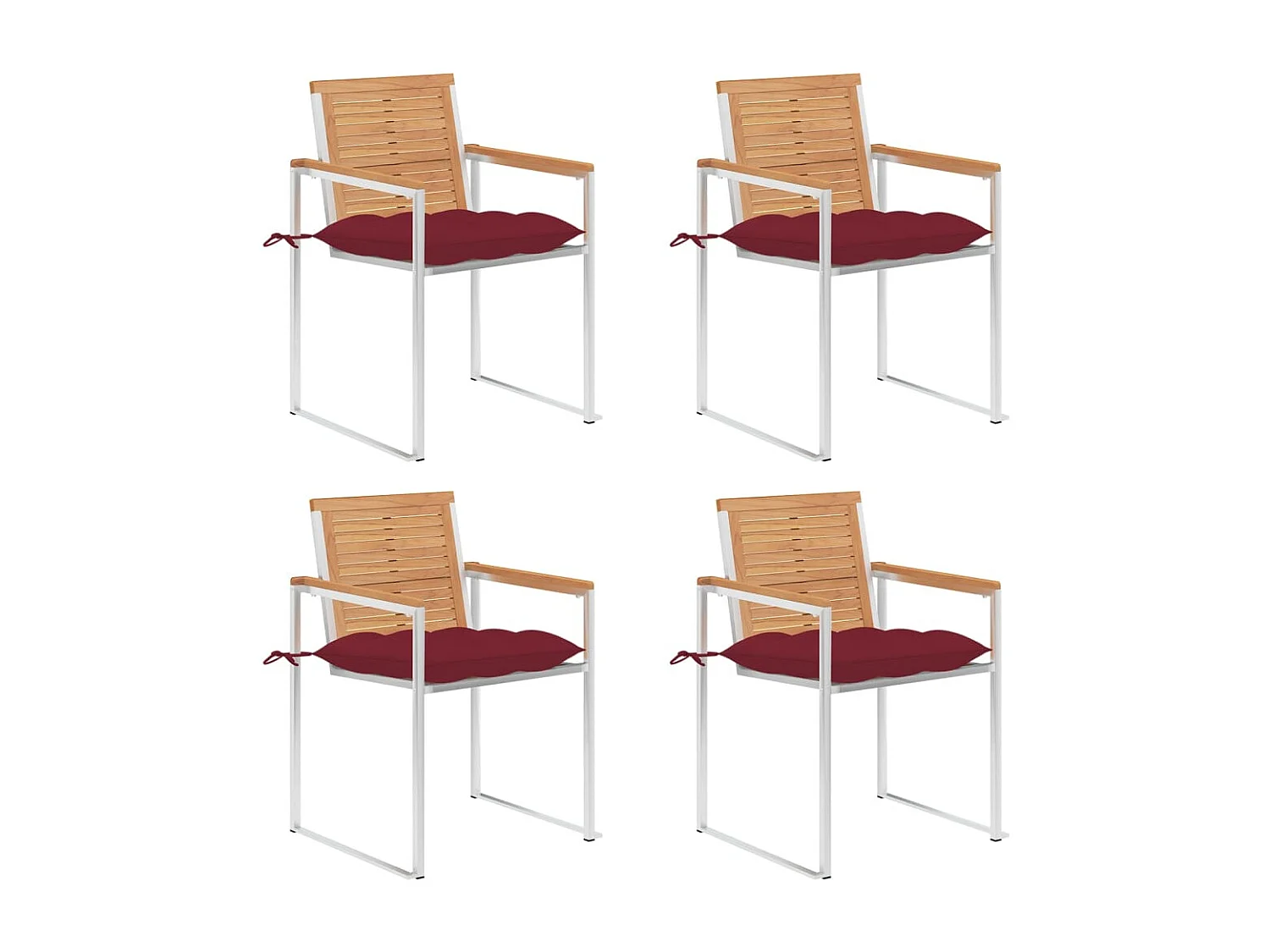 Chaises de jardin 4 pcs avec coussins Bois de teck massif 52