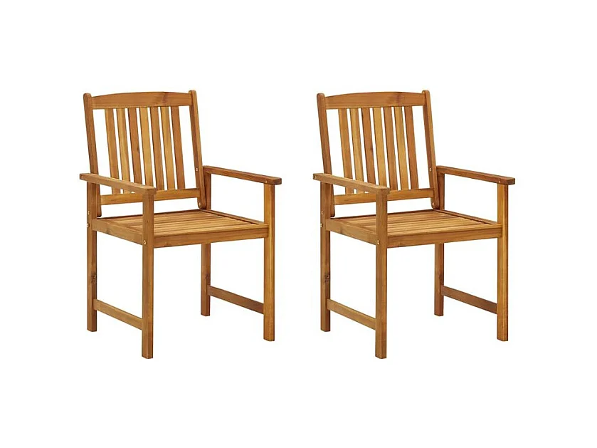 Chaises de jardin avec coussins 2 pcs Bois d'acacia massif