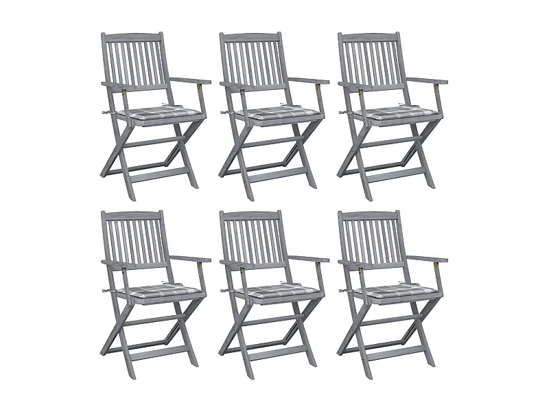 Chaises pliables d'extérieur 6 pcs avec coussins Bois d'acacia 12