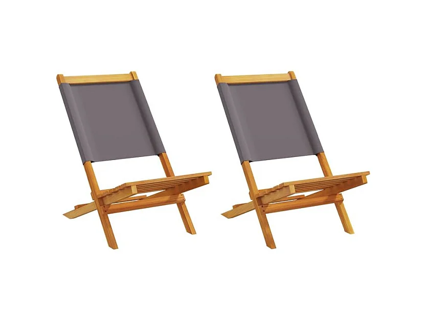 Chaises de jardin lot de 2 anthracite bois acacia massif tissu
