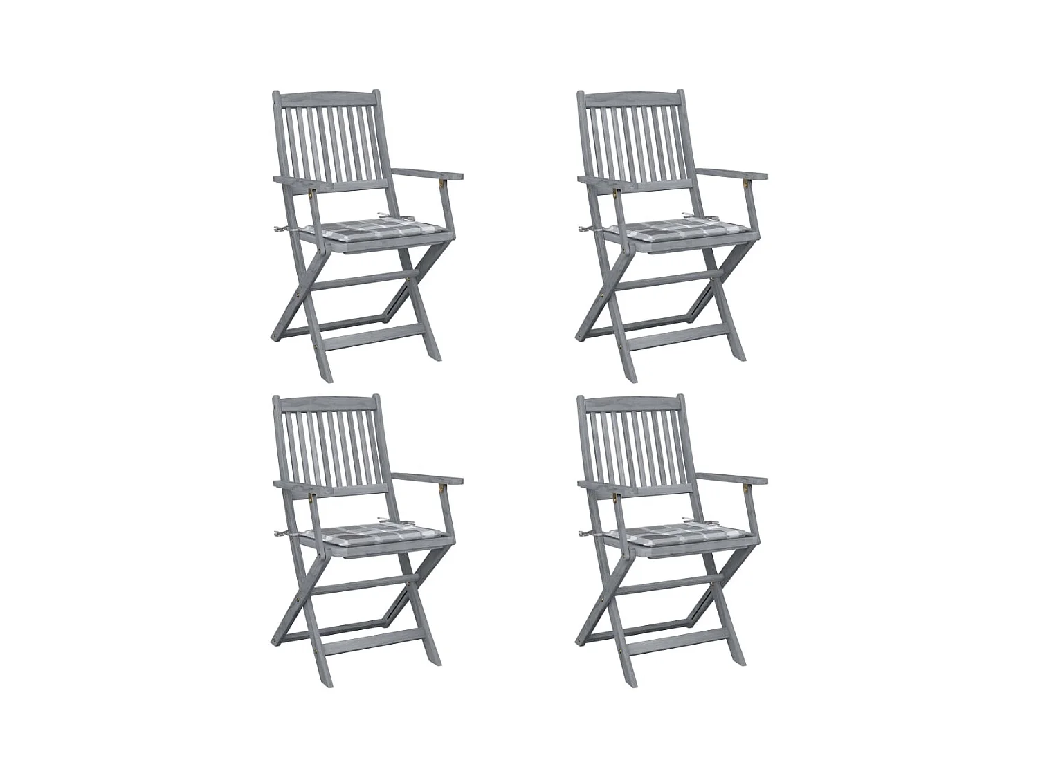 Chaises pliables d'extérieur 4 pcs avec coussins Bois d'acacia 26