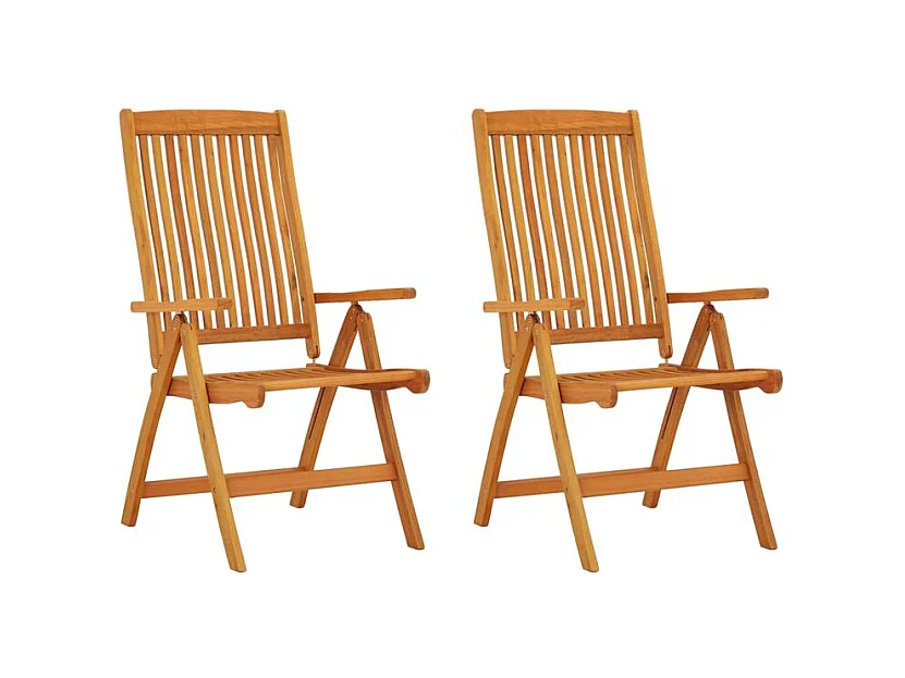 Chaises de jardin pliables lot de 2 Bois d'eucalyptus massif