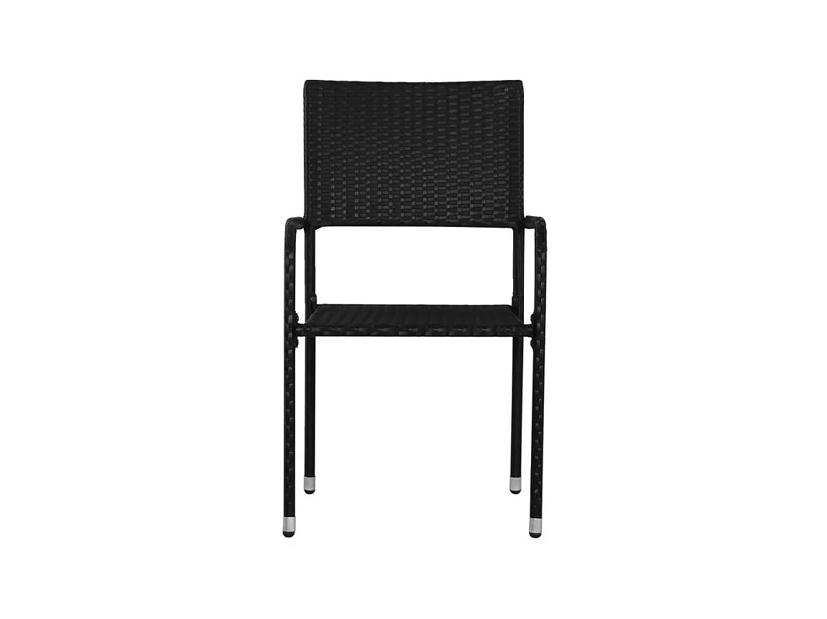 Chaise à dîner de jardin empilable lot de 2 noir résine tressée