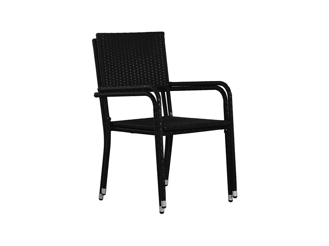 Chaise à dîner de jardin empilable lot de 2 noir résine tressée